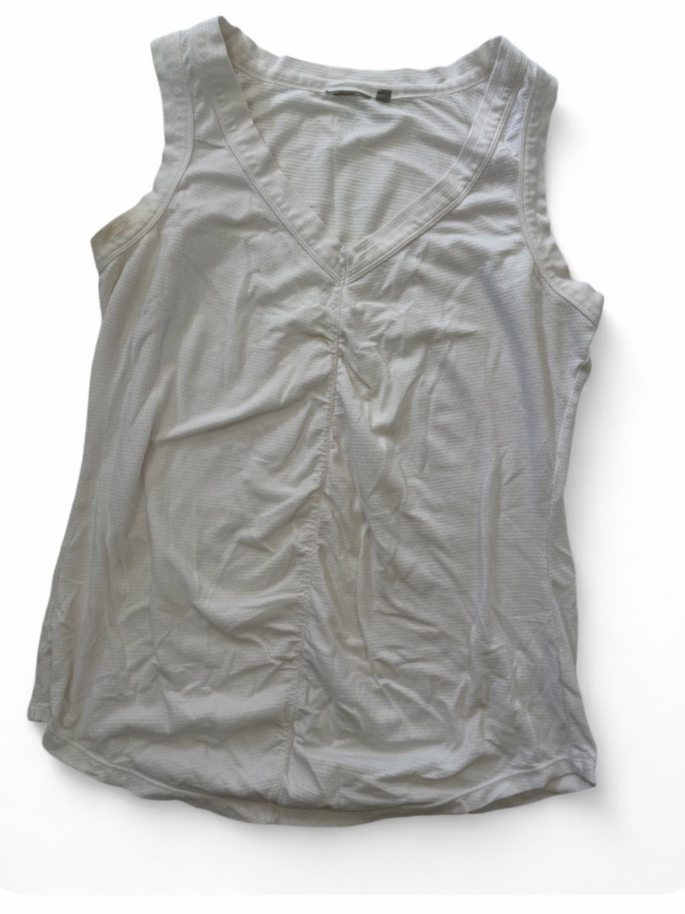 Athleta White Ruched V-Neck Tank